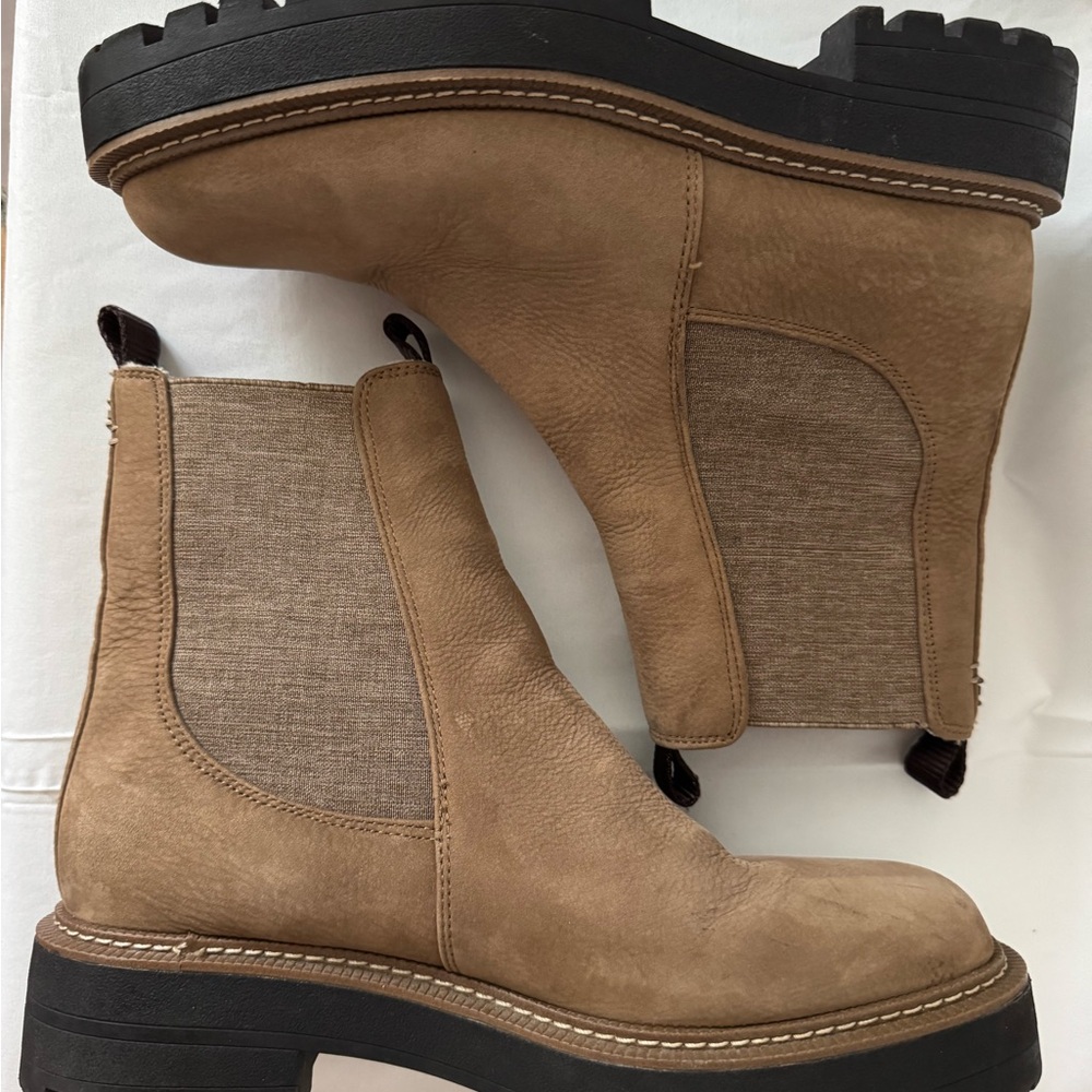 Tan Tobacco Shearling-Lined Ankle Chelsea Boots Sam Edelman Laguna size 9 - Picture 2 of 7